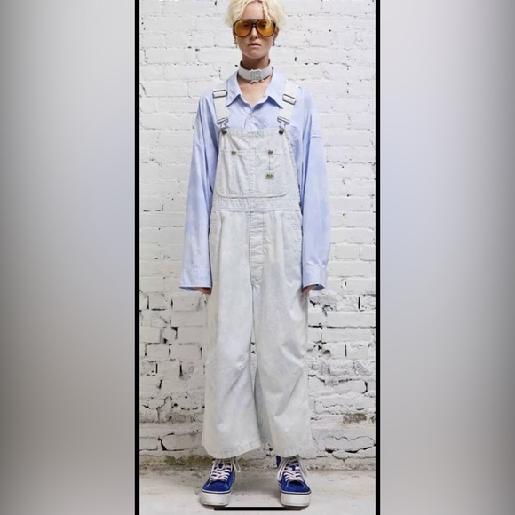 R13 Women’s Oversize Overalls Crop Jeans Cloud Blue Wash Sz L $495+ NWT